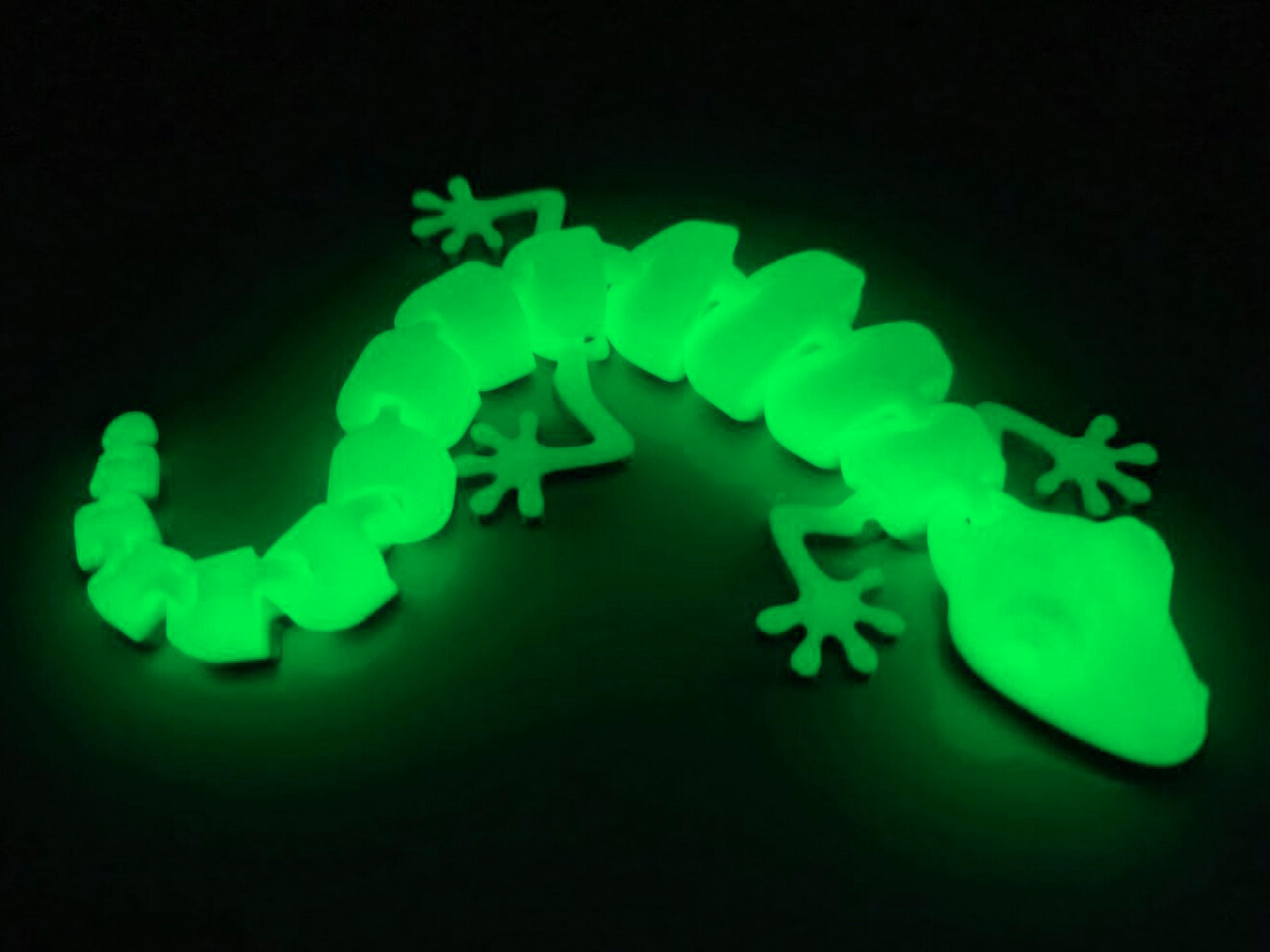 Ящерица геккон гибкая, магнитная, сегментная игрушка-антистресс, зеленая, светящаяся