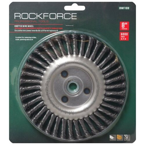 Кордщетка ROCKFORCE RF-BWF108 кордщетка rf bwf106 дисковая стальная витая для ушм 150мм в блистере rockforce 1