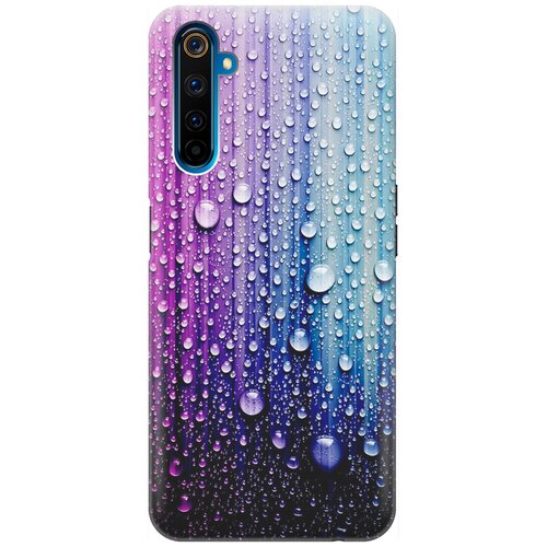 фото Ультратонкий силиконовый чехол-накладка для realme 6 pro с принтом "капли на голубом" gosso