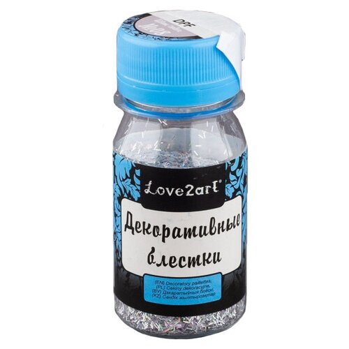 Декоративные блестки 15x02 мм 15г DPF Love2art 08 серебряный голографик 1207₽