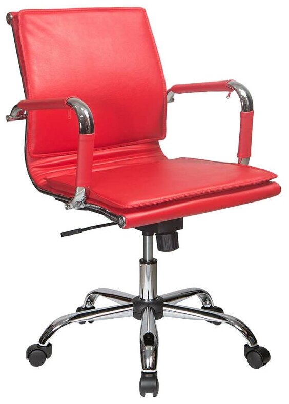 Кресло руководителя Ch-993-Low красный, экокожа / Компьютерное кресло для директора, начальника, менеджера