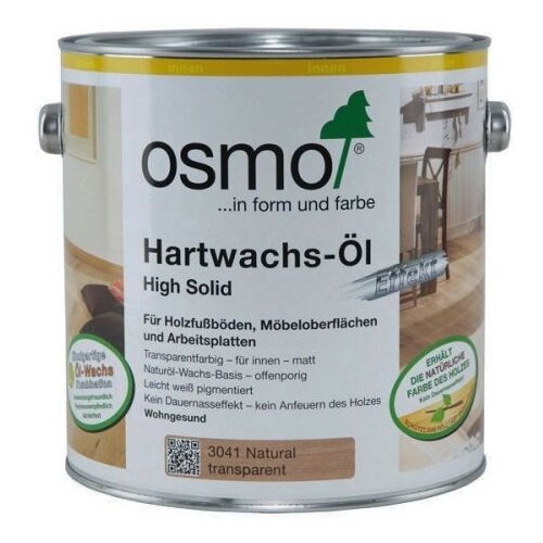 OSMO Масло Осмо с твердым воском Эффект натур Osmo Hartwachs-Öl Effekt Natural 0,75 л. 3041 Натуральный Тон На Дубе