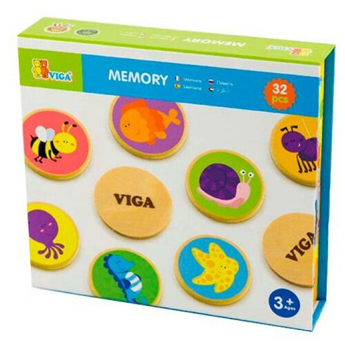 настольная игра viga балансирующий слон 24 шт Настольная игра Viga Память 50126VG, 32 шт.
