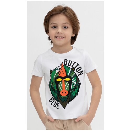 фото Футболка button blue, размер 116, белый