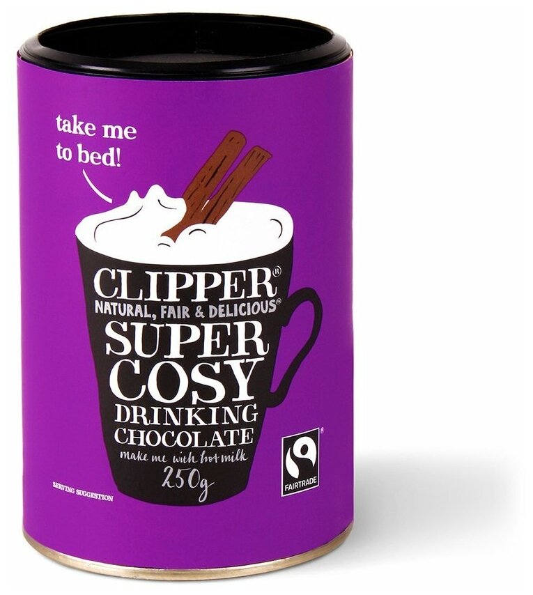 Какао-порошок Clipper Fairtrade Super Cosy Drinking Chocolate 250 г (из Финляндии)