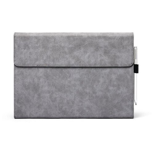 фото Чехол-клатч-сумка mypads для microsoft surface pro 7/ surface 7+ plus (2021) с отделением под клавиатуру серый кожаный