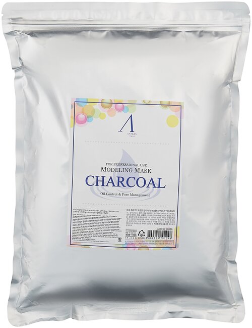 Anskin маска альгинатная Charcoal для жирной кожи с расширенными порами, 1000 г, 1000 мл