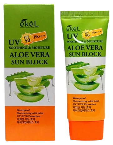 Ekel Смягчающий солнцезащитый крем с алое Soothing and Moisture Aloe Vera Sun Block SPF50+ 70 мл 1 шт.