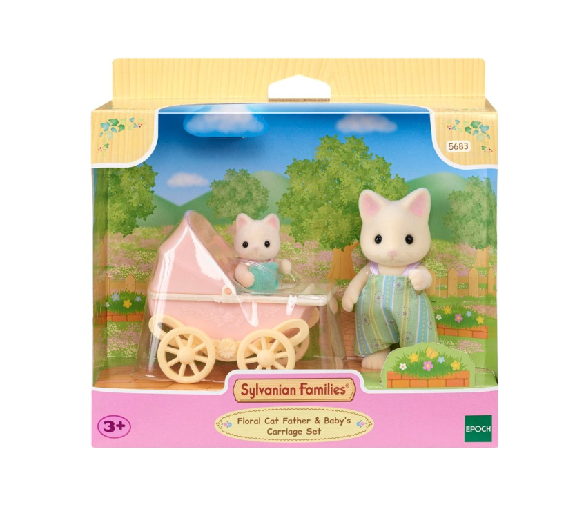 Игровой набор Sylvanian Families Цветочный папа-кот и малыш в коляске 5683