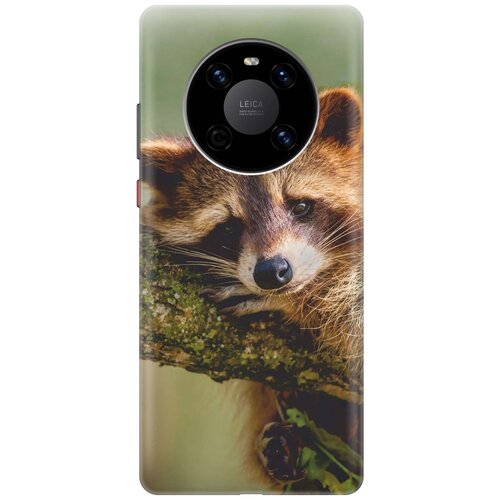 фото Cиликоновый чехол на huawei mate 40 / хуавей мейт 40 с принтом "задумчивый енот" gosso