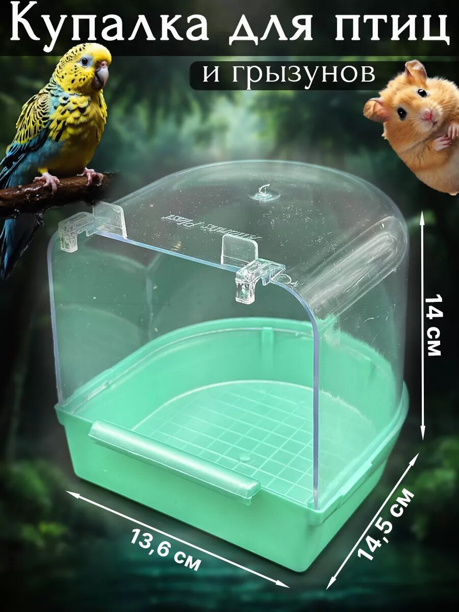 Купалка Vikki Zoo для грызунов и птиц светло-зеленая пластик