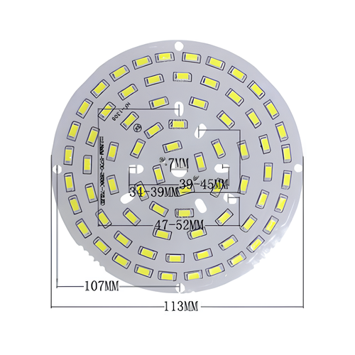 Светодиодный модуль\плата алюминиевая D113 мм 36W DC72V 72led smd 5730, белый теплый свет 3000K