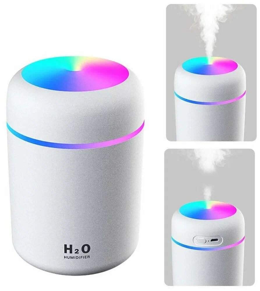 Мини-увлажнитель воздуха с подсветкой HUMIDIFIER H2O белый — фото 1