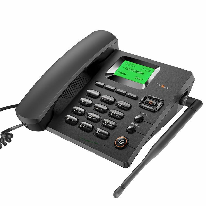Проводной телефон GSM 2G teXet FX-100, с 2 сим-картами, черный — фото 1
