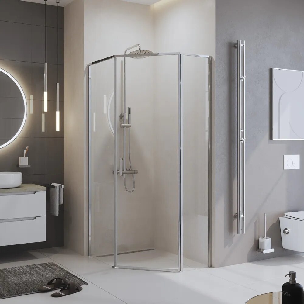 Душевой уголок BelBagno Uno 195-PH-1-100/80-C-Cr без поддона - фото №6