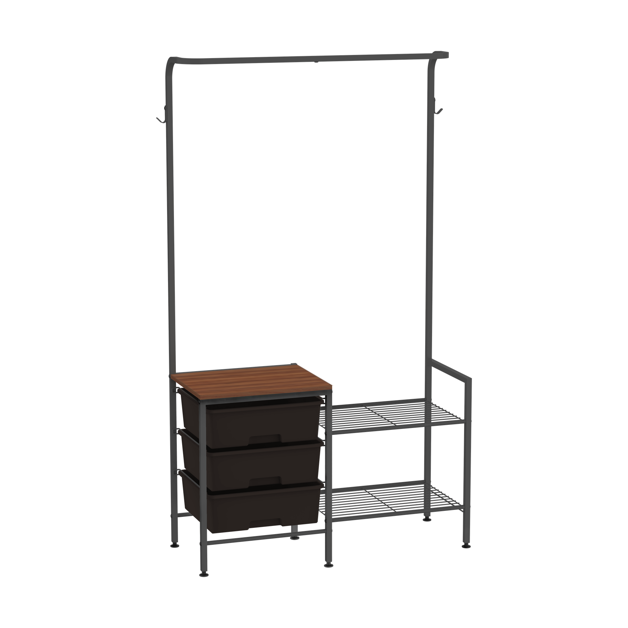 Вешалка Zalger, напольная, с ящиками, многофункциональная, черная