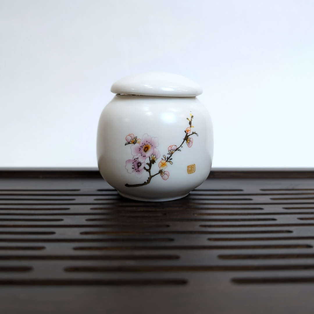 Чайница "ЧА БАО" - "Сакура" малая, фарфоровая, для чая, 100мл, Китай.