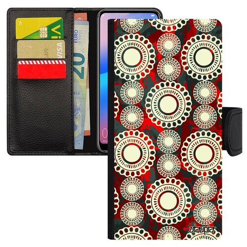 фото Чехол книжка для телефона huawei p20 pro уникальный дизайн кружевной узор радужный ажур utaupia