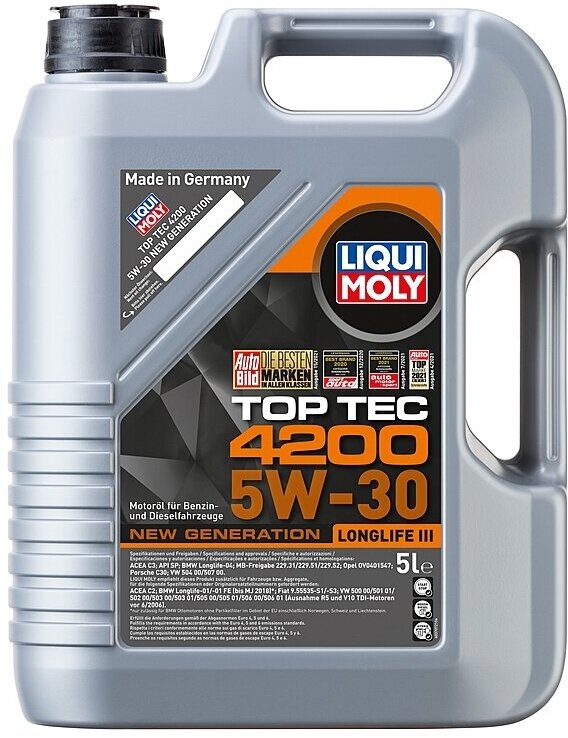 Масло моторное Liqui Moly Top Tec 4200 5W-30 New Generation 5 л синт.