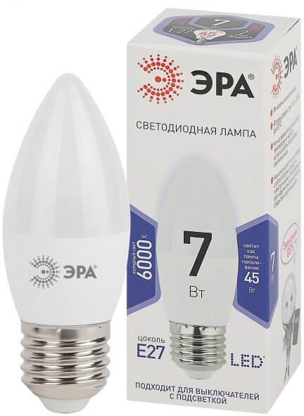 ЭРА LED B35-7W-860-E27 (диод, свеча, 7Вт, хол, E27)
