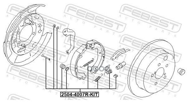 Монтажный Комплект Барабанных Колодок Febest арт. 2504-4007R-KIT