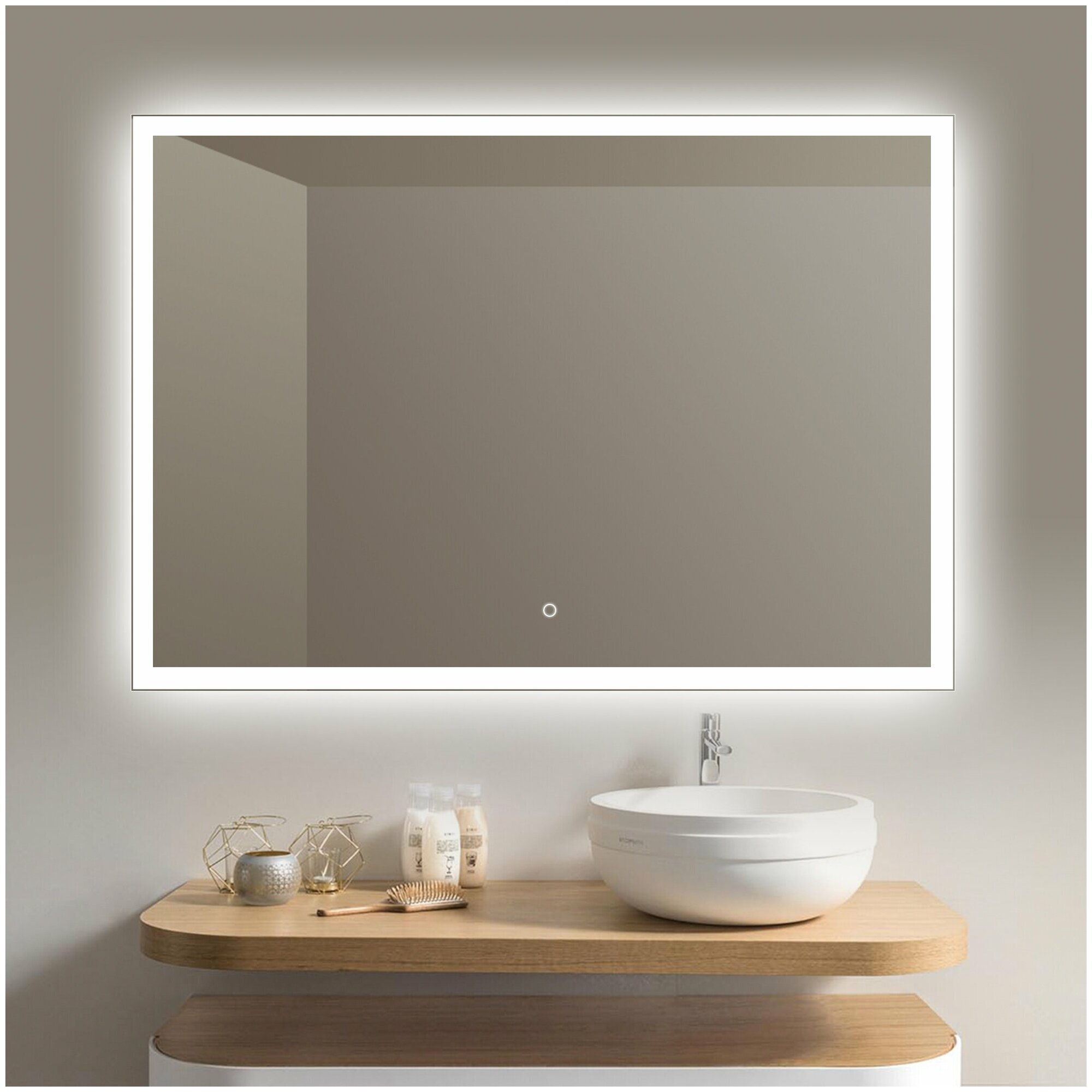 Зеркало "Valled" 115 х 80 см, в ванную комнату с LED подсветкой, настенное зеркало в прихожую для макияжа, зеркало гримерное на стену большое