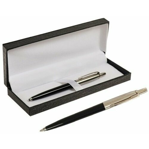 Ручка подарочная шариковая в кожзам футляре автоматическая ПБ J корпус черныйсеребро 1120₽