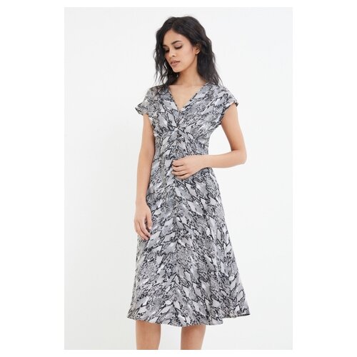 фото Платье на пуговицах zarina 0225020520 женское цвет черный черно-белая графика231 анималистичный р-р 48