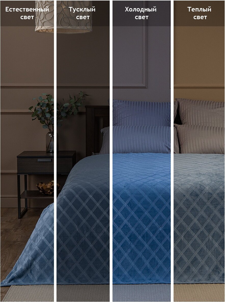 Плед TexRepublic Elite, клетка Клетка, 150х200 см, 1,5 спальный, покрывало на диван, фланель, мягкий синий - фотография № 7