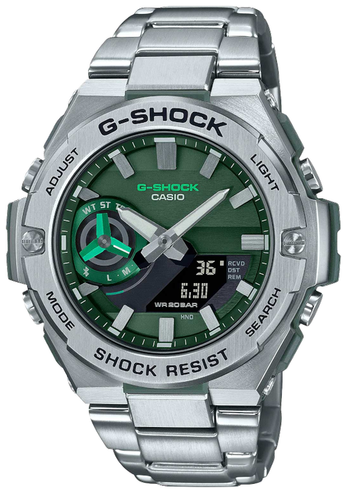 Наручные часы CASIO G-Shock GST-B500AD-3A, зеленый, серебряный