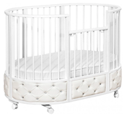 Кровать детская овальная с маятником "EVA" декор VIP экокожа белый