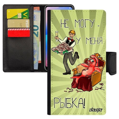 фото Чехол-книжка на телефон iphone xr, "не могу - у меня красная рыбка!" анекдот пародия utaupia