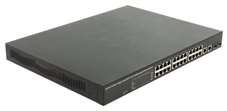 Коммутатор MultiCo EW-P72424iw Управляемый 24utp 10/100Mbps PoE +2Combo 1000BASE-T/SFP .