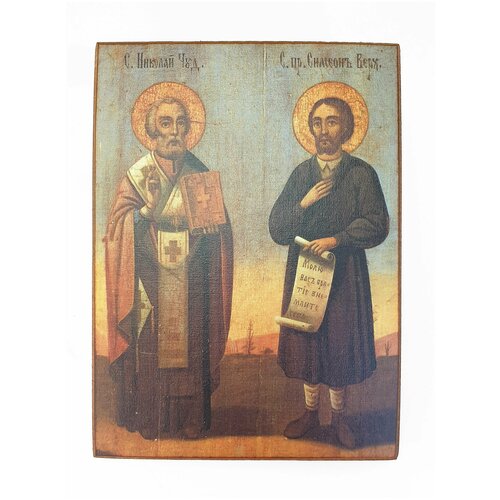 Икона Николай и Симеон, размер иконы - 60х80 икона николай и спиридон размер иконы 60х80
