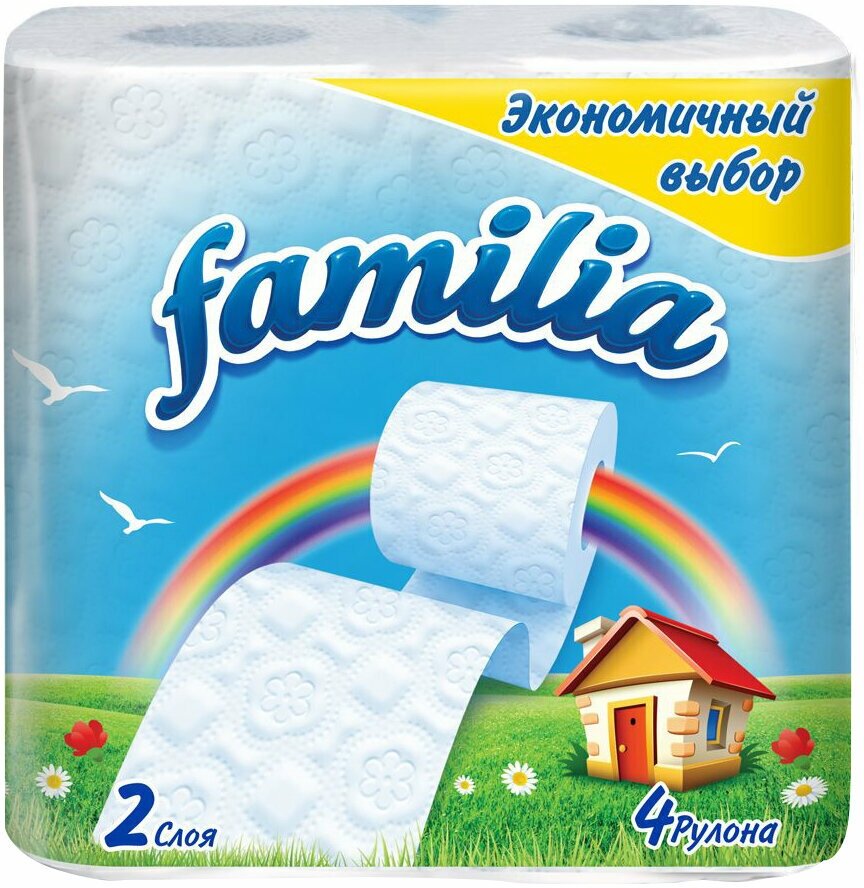 Бумага туалетная 2-слойная упаковка 4шт х 70г FAMILIA Радуга