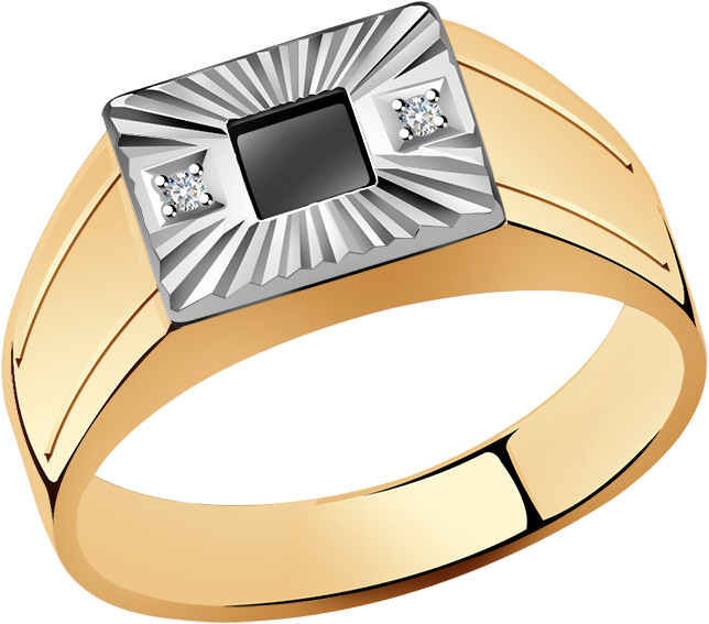 Печатка Diamant online, красное золото, 585 проба, фианит