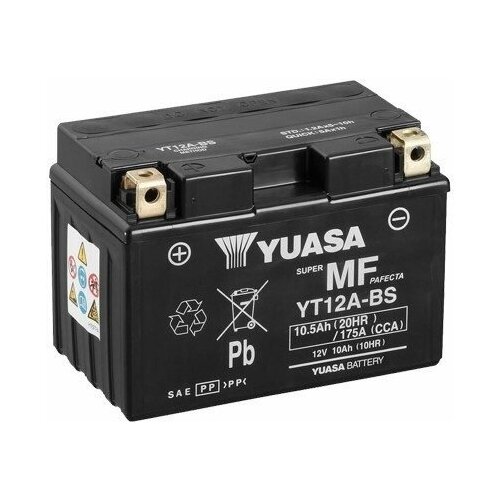 фото Аккумулятор мотоциклетный yuasa agm 12v 10ah сухозаряженный акб в комплекте с электролитом (yt12a-bs) gs yuasa