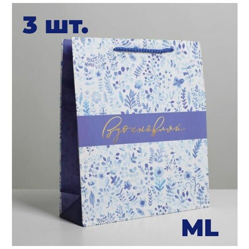 Подарочный пакет ламинированный / набор из 3 штук / для мужчин и женщин