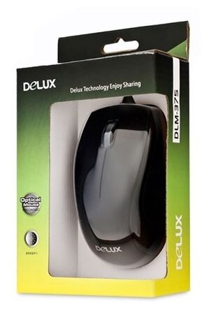 Мышь Delux DLM-375U черная, 800dpi, USB (2 кн+скролл) 6938820400592U