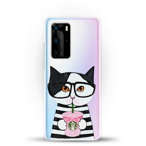 фото Силиконовый чехол кот в очках на huawei p40 pro andy & paul
