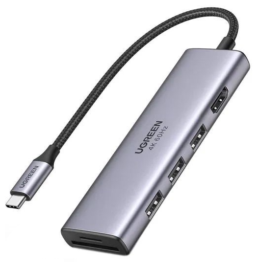 USB концентратор Ugreen Premium 6 в 1 (хаб), USB 3.0, HDMI, TF/SD (60383)