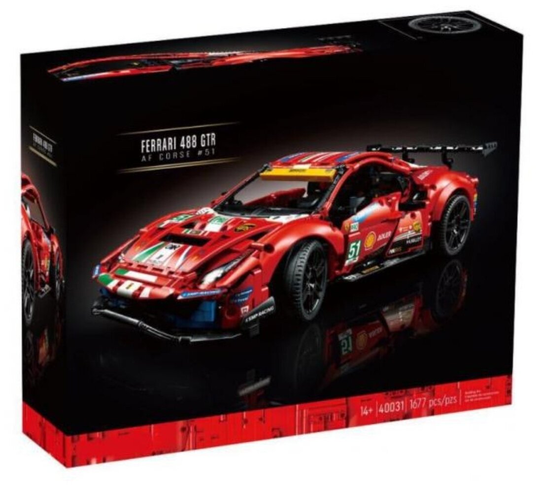 Конструктор/ Technic/ Ferrari 488 GTE AF Corse/ Феррари/ 1677 деталей/ 40031/ ребенку