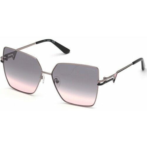 Солнцезащитные очки GUESS, прямоугольные, оправа: металл, с защитой от УФ, для женщин, серый
