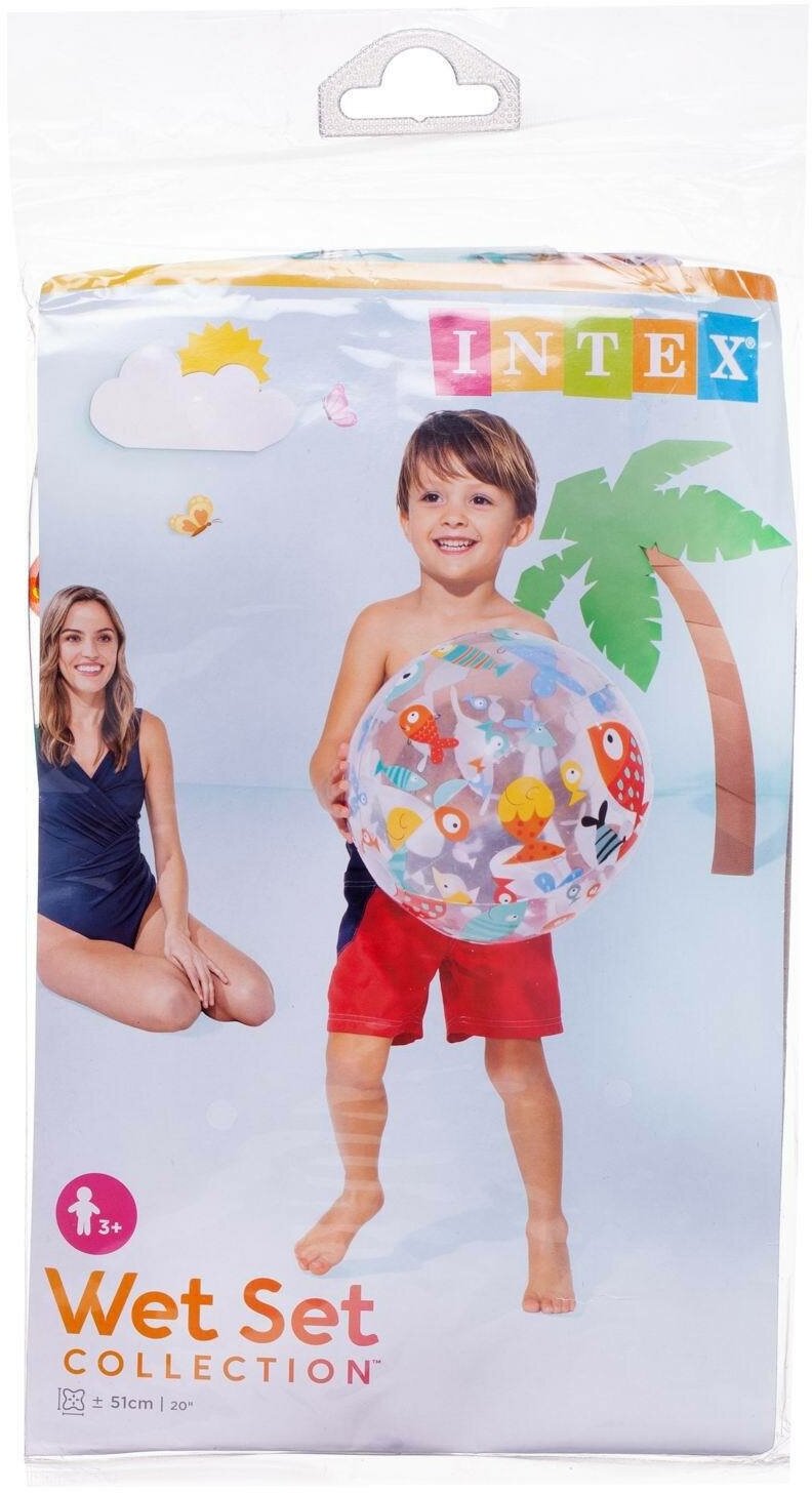 Мяч надувной INTEX 51см Lively Print Balls(от3х лет) цветной