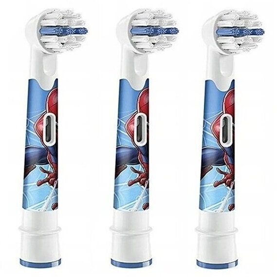Набор насадок Oral-B Kids Человек-Паук для электрической щетки, белый/синий, 3 шт. - фотография № 6