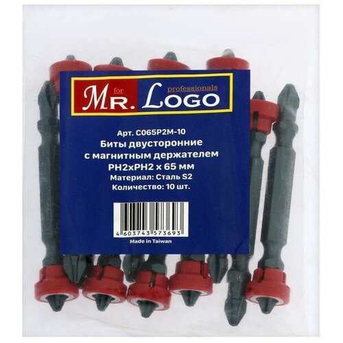 Биты профессиональные MR.LOGO C065P2M-10, Japan S2, круглый магнит, PH2 х 65 мм, 10 шт.