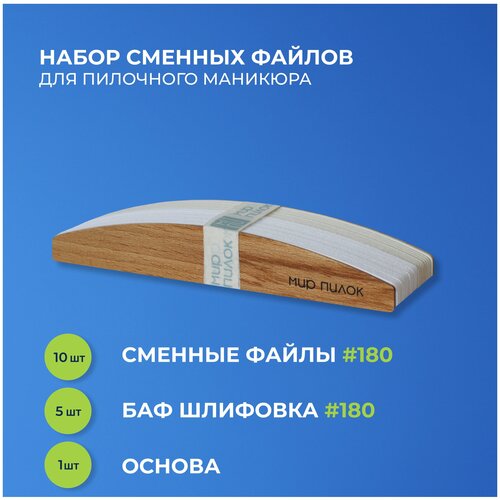 smart сменный файл maxi premium push up 180 грит 25 шт Набор для пилочного маникюра (Сменные файлы #180 - 10 шт. + шлифовка #220 - 5 шт.+ основа 1 шт.)