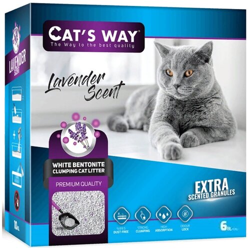 cats way box white cat litter unsented natural less track наполнитель для длинношерстных кошек коробка 10 л Cats way Box White Cat Litter With Lavander And Purple Granule наполнитель для кошачьего туалета с ароматом лаванды - 6 л ( коробка)