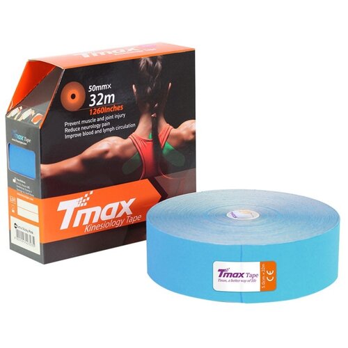 Кинезиотейп TMax Cotton Extra Sticky 5 см x 32 м, голубой тейп кинезиологический physiotape physiotape no 1 blue 5 см x 5 м арт 100398 голубой