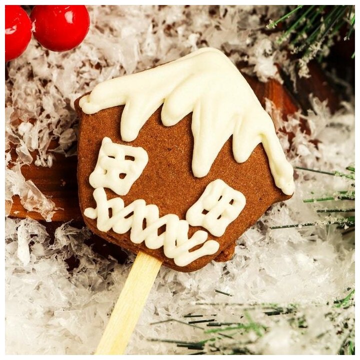 Мини-печенье шоколадное «Новогоднее» на палочке, микс, 15 г - фотография № 6